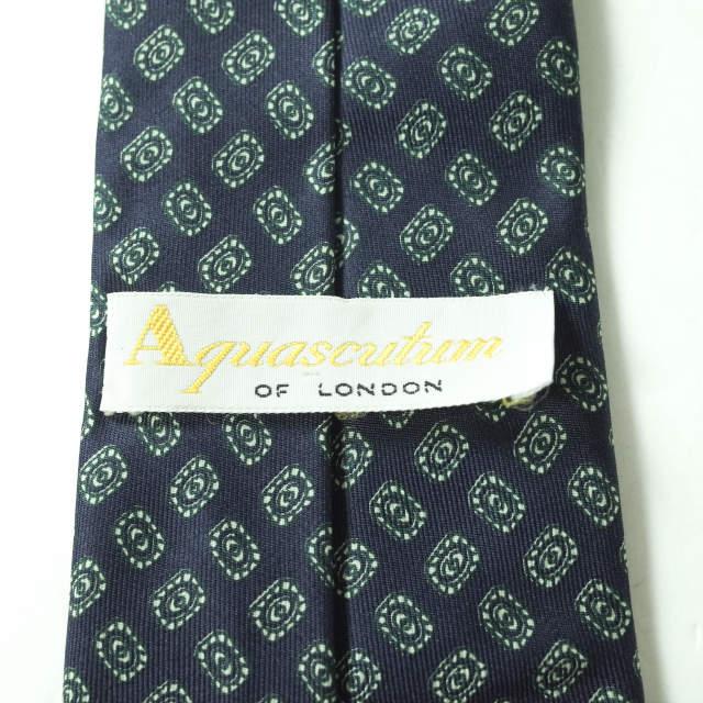 Aquascutum アクアスキュータム イタリア製 小紋柄シルクネクタイ ネイビー タイ g7714 |  | 06