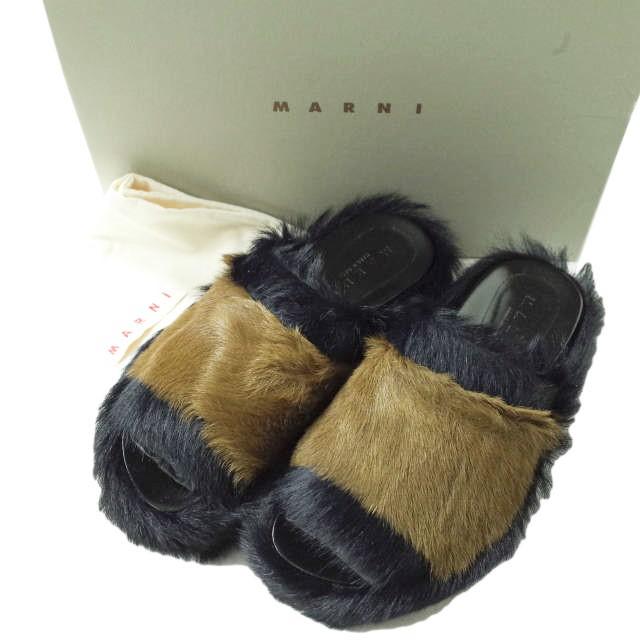 MARNI マルニ 18AW イタリア製 FUR WEDGE SANDAL ウエッジソールファー