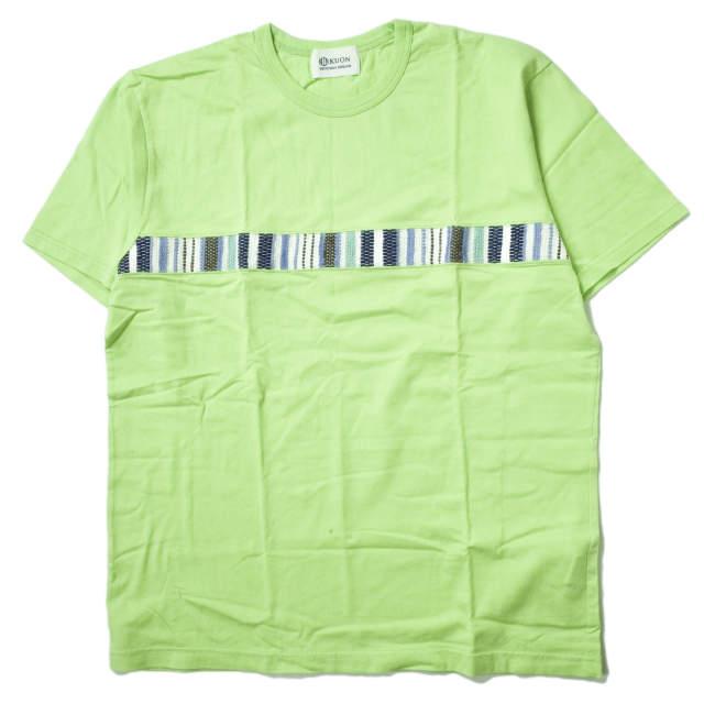 KUON クオン 20SS 日本製 ライン裂き織り Tシャツ 2001-CS02 M グリーン 半袖 久遠 トップス g8169 :g8169