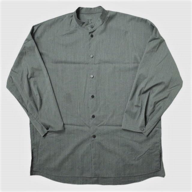 neverlamp ネバーランプ 19AW 日本製 STAND COLLAR SHIRT スタンドカラーシャツ nl-19a-S02 M グレー 長袖 オーバーサイズ トップス g8256 | 