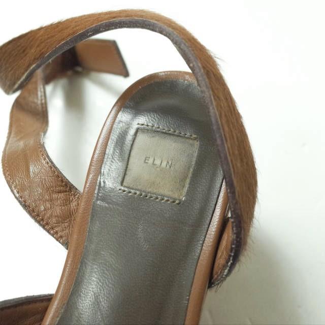 ELIN エリン 日本製 ウエッジソール アンクルストラップ ハラコサンダル 36(22.5cm) ブラウン クロス シューズ g8292 |  | 06