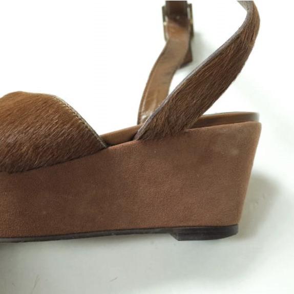 ELIN エリン 日本製 ウエッジソール アンクルストラップ ハラコサンダル 36(22.5cm) ブラウン クロス シューズ g8292 |  | 07