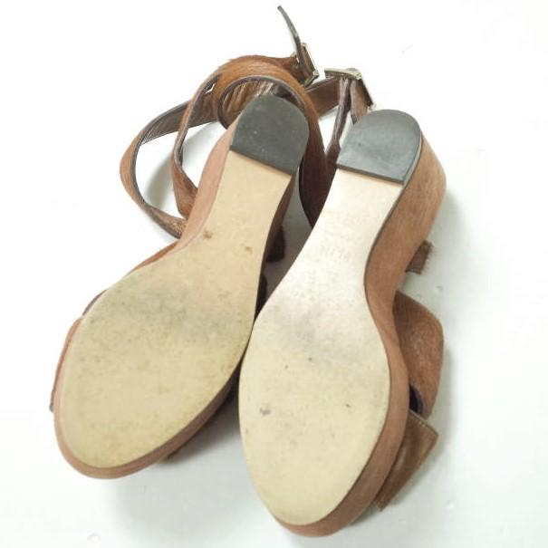 ELIN エリン 日本製 ウエッジソール アンクルストラップ ハラコサンダル 36(22.5cm) ブラウン クロス シューズ g8292 |  | 08