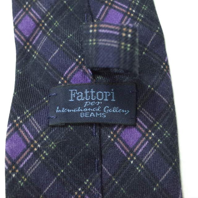 Fattori x International Gallery BEAMS ファットーリ ビームス 別注 イタリア製 ウールシルクチェックネクタイ パープル g8336 |  | 04
