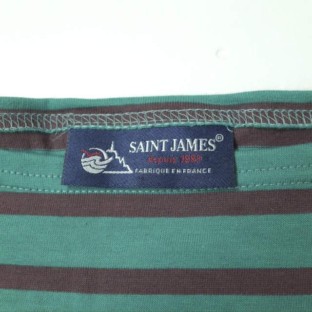 SAINT JAMES セントジェームス フランス製 PIRIAC - BORDER ピリアック ボーダーボートネックTシャツ 6PON(L) グリーン/ブラウン g8561 |  | 02