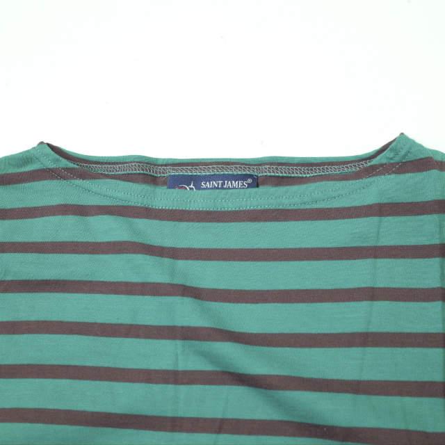 SAINT JAMES セントジェームス フランス製 PIRIAC - BORDER ピリアック ボーダーボートネックTシャツ 6PON(L) グリーン/ブラウン g8561 |  | 03