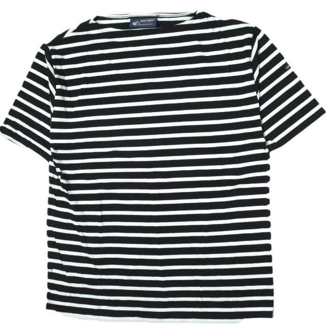 SAINT JAMES セントジェームス フランス製 PIRIAC - BORDER ピリアック ボーダーボートネックTシャツ 6PON(L) ブラック/ホワイト g8563 | 