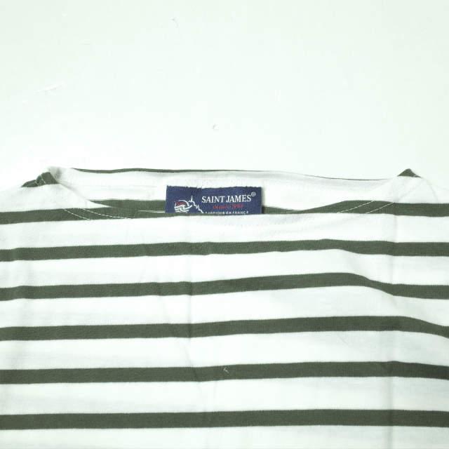 SAINT JAMES セントジェームス フランス製 PIRIAC - BORDER ピリアック ボーダーボートネックTシャツ 6PON(L) オリーブ/ホワイト g8565 |  | 03