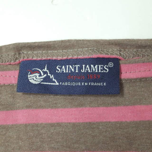 SAINT JAMES セントジェームス フランス製 PIRIAC - BORDER ピリアック ボーダーボートネックTシャツ 6PON(L) ピンク/ブラウン 半袖 g8567 |  | 02
