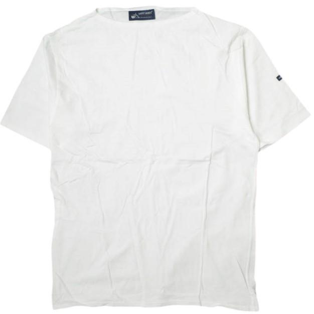 SAINT JAMES セントジェームス フランス製 PIRIAC - SOLID ピリアック ソリッドボートネックTシャツ 5PON(M/L) ホワイト 半袖 g8573 | 