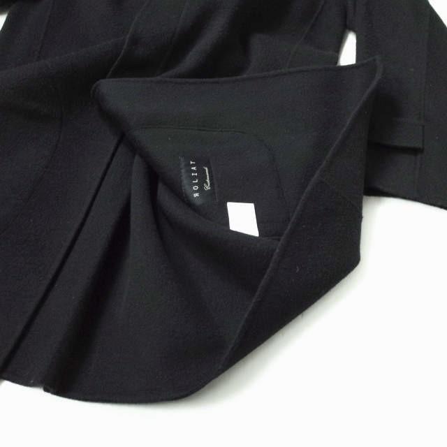 ROLIAT ロリエット　ノーカラージャケット　グレー　ウール　カシミヤ　韓国 ウールリネンクルーネックジャケット（ノーカラージャケット