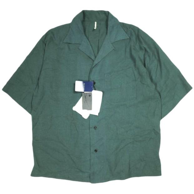 新品 m's braque エムズブラック 日本製 SOLID ALOHA SHIRT ソリッド アロハシャツ 181310 40 GREEN 半袖 開襟 オープンカラー g8706 | 