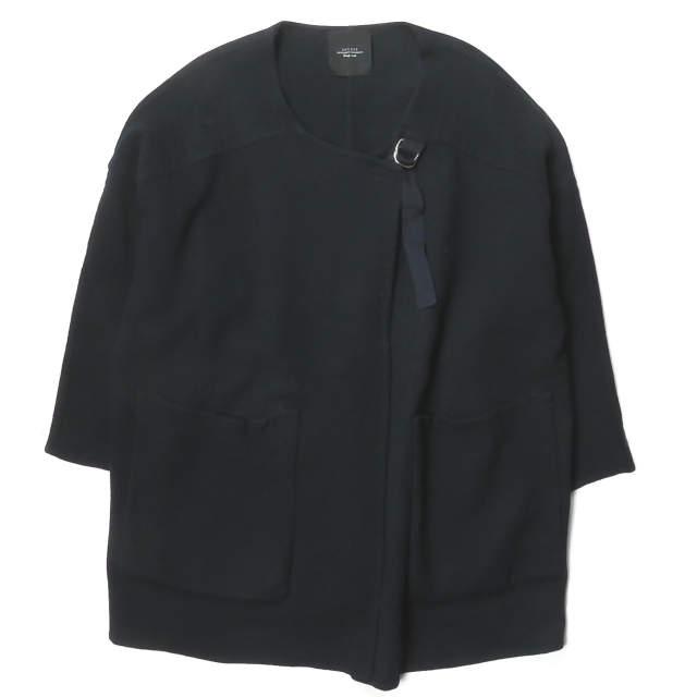 UNUSED アンユーズド 日本製 Collarless Coat BIGシルエット ウールノーカラーストラップコート US1213 3 ネイビー アウター g8879 | 