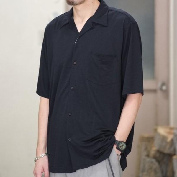 COMOLI コモリ 日本製 ウール天竺 半袖シャツ M01-05010 3 NAVY 半袖