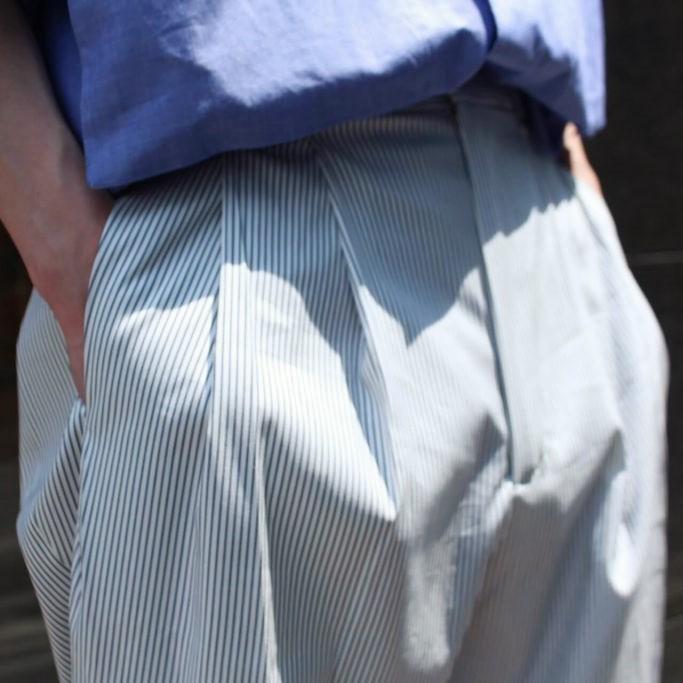 HED MAYNER(ヘドメイナー) ストライプワイドタックパンツ Hed Mayner(ヘド・メイナー) Elongated Trousers ストライプ