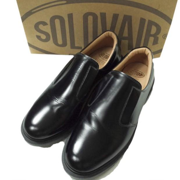 新品 SOLOVAIR ソロヴェアー CASUAL SHOE SLIPON HI - SHINE クリアソール レザースリッポン 1466-HS-01 UK8.5(27cm) ブラック g9396 | 