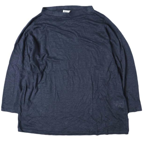Violet Buffalo Wallows ヴァイオレットバッファローワローズ ボートネックハイゲージリネンニット 086-32501 M NAVY 七分袖 DRESSTERIOR | 