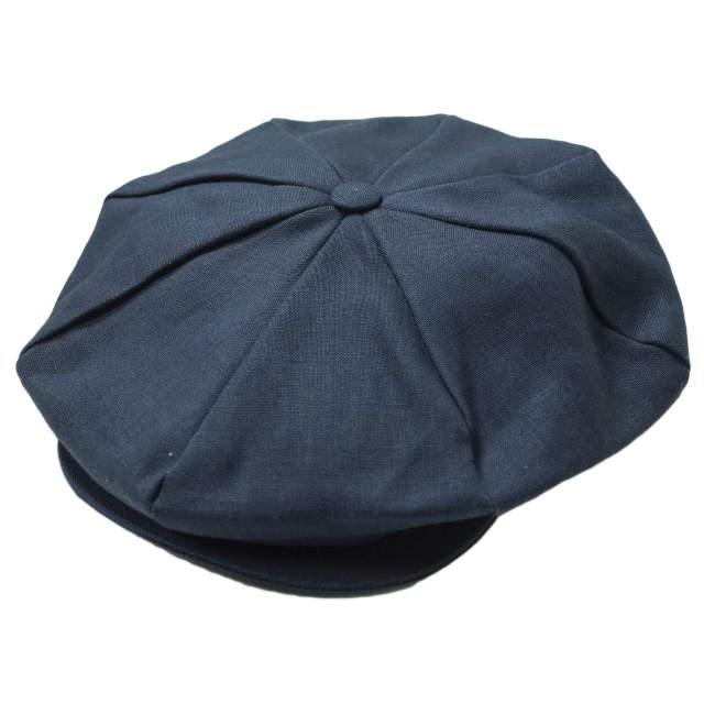 新品 Hanna Hats ハンナハッツ アイルランド製 アイリッシュリネン ニュースペーパーボーイハット L(59-60cm) NAVY キャスケット g9992 | 