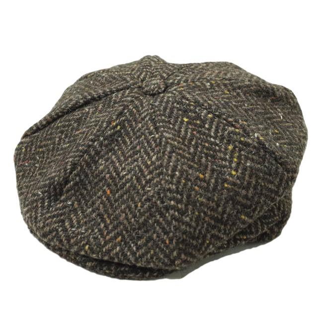新品 Hanna Hats ハンナハッツ ネップヘリンボーンツイード ニュースペーパーボーイハット L(59-60cm) BROWN ウール キャスケット g9993 | 