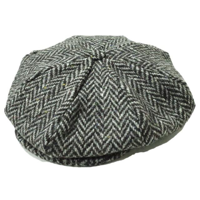 新品 Hanna Hats ハンナハッツ ネップヘリンボーンツイード ニュースペーパーボーイハット L(59-60cm) GRAY ウール キャスケット g9994 | 