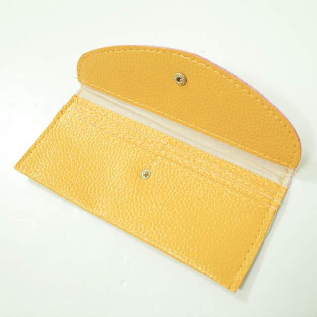 新品 no brand ノーブランド フェイクレザー ロングウォレット イエロー 二つ折り 長財布 カード入れ お札入れ h001 |  | 02