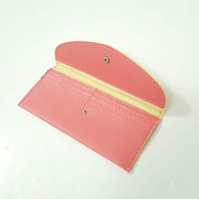 新品 no brand ノーブランド フェイクレザー ロングウォレット チェリーピンク 二つ折り 長財布 カード入れ お札入れ h010 |  | 02