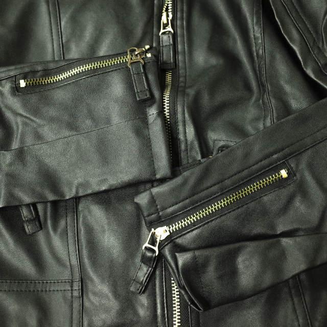 新品 no brand ノーブランド フェイクレザー ダブルライダースジャケット XL ブラック アウター h019 |  | 04