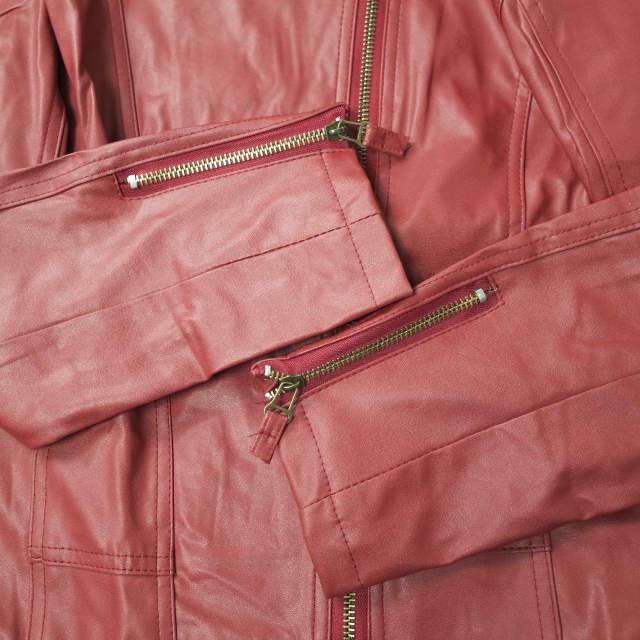 新品 no brand ノーブランド フェイクレザー ダブルライダースジャケット S レッド アウター h042 |  | 04