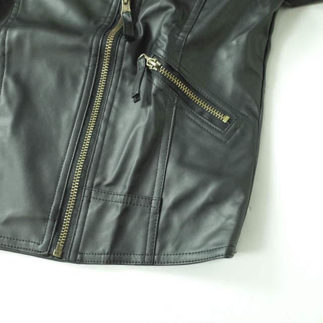 新品 no brand ノーブランド フェイクレザー ダブルライダースジャケット L ブラック アウター h054 |  | 04
