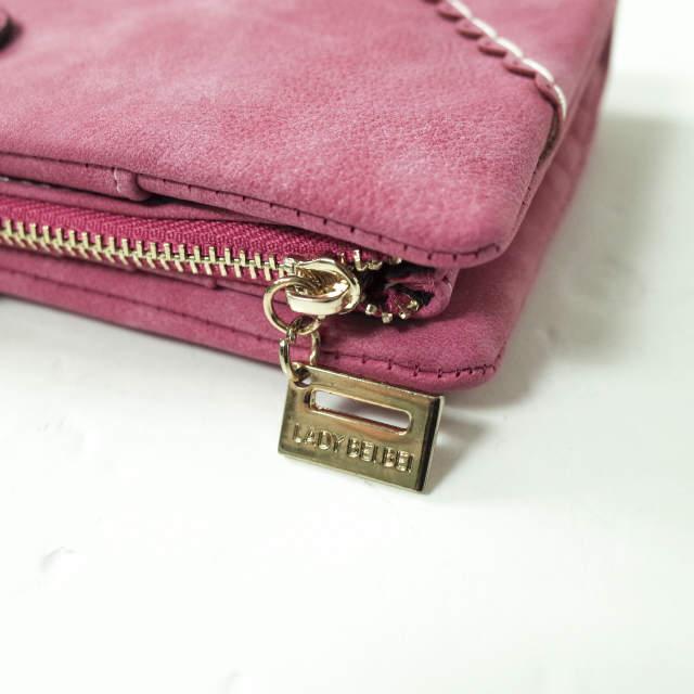 新品 no brand ノーブランド ヌバックレザー ロングウォレット ピンク 長財布 フェイクレザー h060 |  | 04