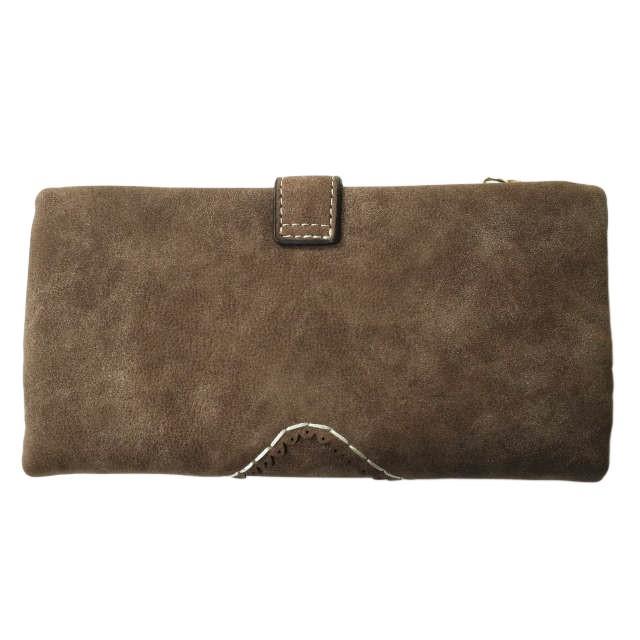 新品 no brand ノーブランド ヌバックレザー ロングウォレット ブラウン 長財布 フェイクレザー h061 |  | 01