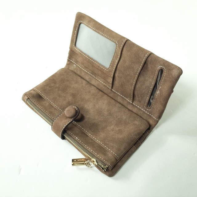 新品 no brand ノーブランド ヌバックレザー ロングウォレット ブラウン 長財布 フェイクレザー h061 |  | 02