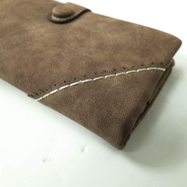 新品 no brand ノーブランド ヌバックレザー ロングウォレット ブラウン 長財布 フェイクレザー h061 |  | 03