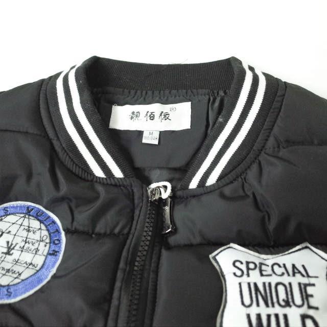 新品 no brand ノーブランド ワッペン付き ダウンベスト M ブラック ライン 中綿 アウター h062 |  | 04