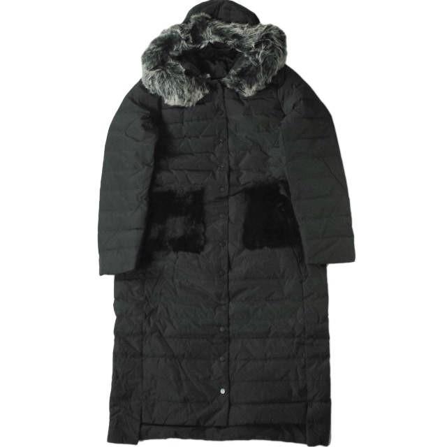 新品 no brand ノーブランド ファー付き フーデッドダウンコート L ブラック 中綿 アウター h068 | 