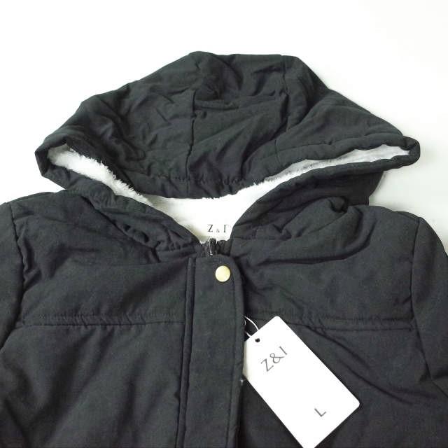 新品 no brand ノーブランド 裏ボア フーデッドコート L ブラック アウター h070 |  | 03