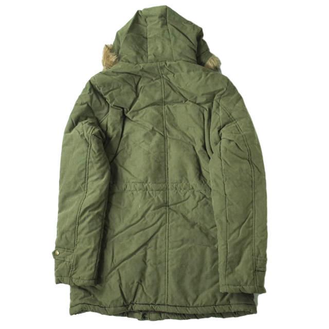 新品 no brand ノーブランド ファー付き フーデッドコート M OLIVE 裏ボア アウター h072 |  | 01