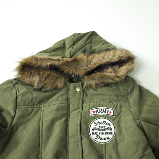 新品 no brand ノーブランド ファー付き フーデッドコート M OLIVE 裏ボア アウター h072 |  | 02