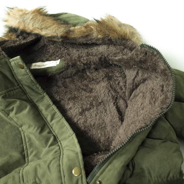 新品 no brand ノーブランド ファー付き フーデッドコート M OLIVE 裏ボア アウター h072 |  | 06