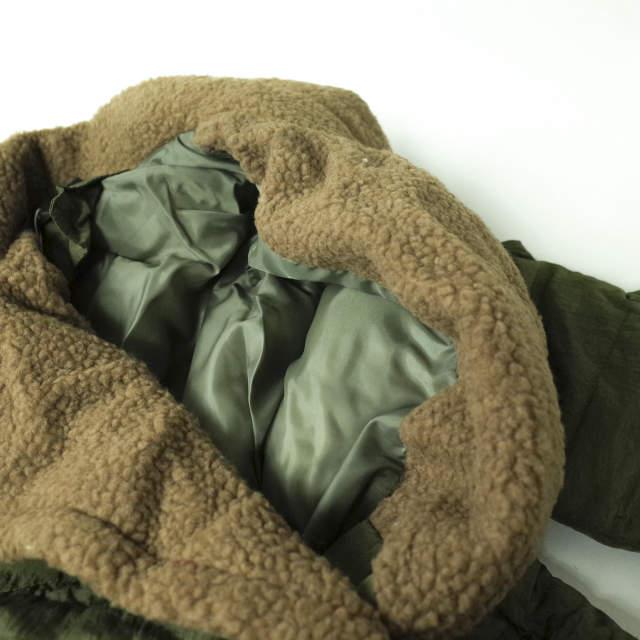 新品 no brand ノーブランド ボアカラー ダブルダウンコート L OLIVE トレンチ 中綿 アウター h073 |  | 07