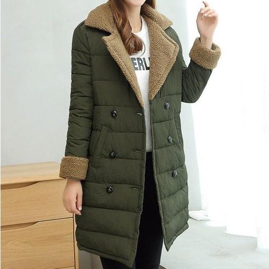 新品 no brand ノーブランド ボアカラー ダブルダウンコート L OLIVE トレンチ 中綿 アウター h073 |  | 09