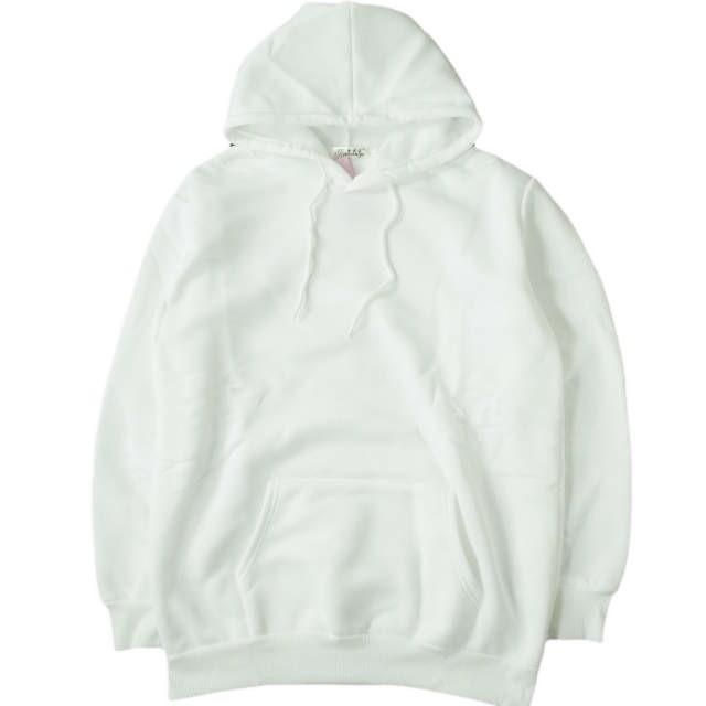 新品 no brand ノーブランド 裏起毛 スウェットプルオーバーパーカー L ホワイト トップス h075 | 