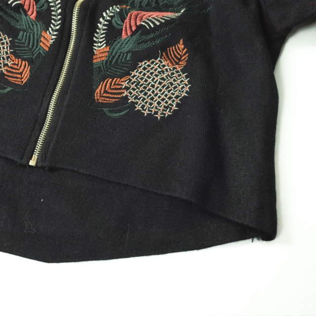 新品 no brand ノーブランド 刺繍デザイン ジップアップニットジャケット Free ブラック ブルゾン カーディガン アウター h077 |  | 04