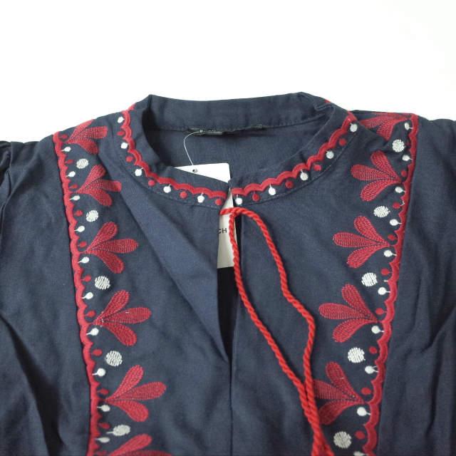 新品 no brand ノーブランド 刺繍デザイン シャツワンピース L ネイビー チュニック ロング トップス h080 |  | 03
