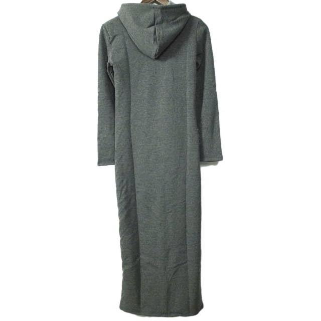 新品 no brand ノーブランド パーカーマキシワンピース M グレー スウェット 裏フリース トップス h088 |  | 01