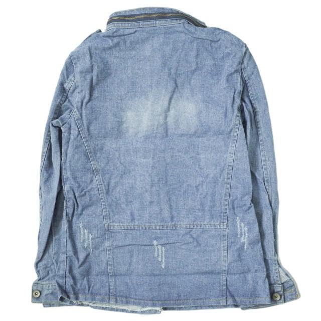 新品 no brand ノーブランド ダメージ加工 M-65デニムジャケット L Indigo Gジャン アウター h093 |  | 01