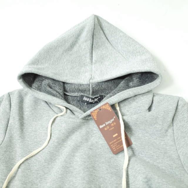 新品 no brand ノーブランド パーカーマキシワンピース M ライトグレー スウェット 裏フリース ロング トップス h095 |  | 02