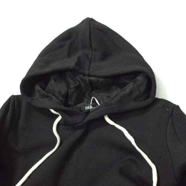 新品 no brand ノーブランド パーカーマキシワンピース M ブラック スウェット 裏フリース ロング トップス h096 |  | 03