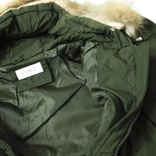 新品 no brand ノーブランド ファー付きフーデッドダウンコート M OLIVE 中綿 MA-1 アウター h103 |  | 06