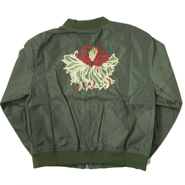 新品 no brand ノーブランド 刺繍デザイン ナイロンフライトジャケット M OLIVE MA-1 ブルゾン アウター h121 |  | 01